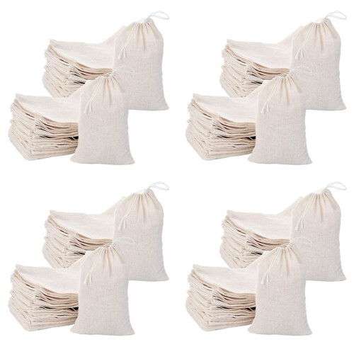 Pacote de 200 Sacos de Musselina de Algodão Multiusos com Cordão para Guardar Joias de Chá e Lembrancinhas de Casamento (4 X 6 Polegadas)