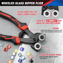 Glass Cutting Tool, Glass Cutter 2-20MM, 8" Tile Nippers, 8" Glass Running Pliers with Curved