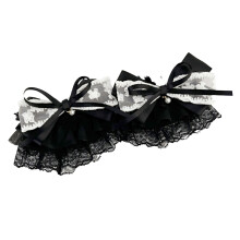 Stylish Ruffled Lace Wrist Sleeves With Decorative Bows-D