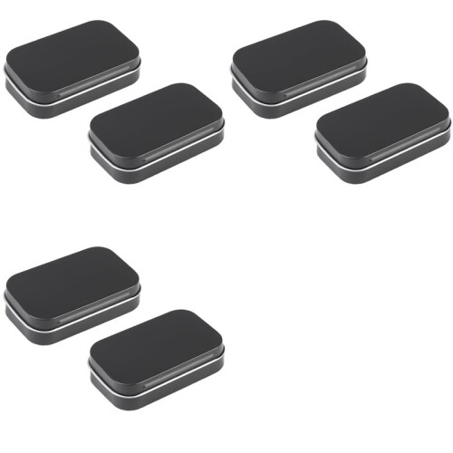 6 PCS Small Storage Box with Lid Rectangular Small Tin Boxes Metal Box with Lid Small Tin Box for Home Storage Black
