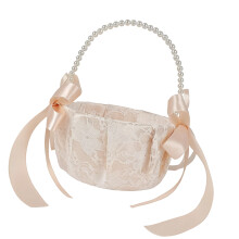 Chic White Pearls Adorned Flower Basket For-Champagne