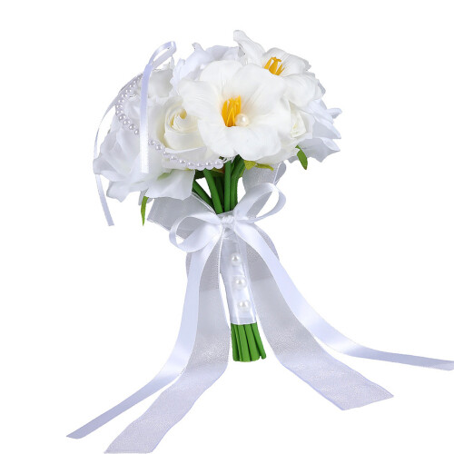 Artificial Rose Calla Arrangement White Color Everlasting-6196