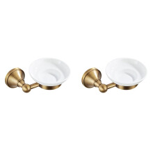 2X Antique Soap Dish Holder Bronze Brushed Bathroom Soap Dishes Holder with Ceramic Dish Holders for Bathroom Toilet