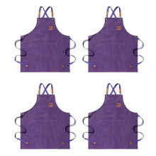 4X Canvas Kitchen Apron for Men Women Chef Cooking Apron Back 3 Pockets()