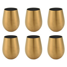 6X 500Ml Beer Wine Cup Beer Tumbler Cocktail Juice Milk Cup Metal Drinking Mug Gold