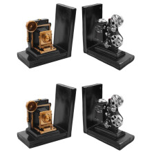 4x Retro Kamera Buchstütze Film Film Projektor Schwarz Silber Sammler Projekt Kreative Bücher Regal Vintage Schmuck Arbeits Zimmer Studie Haupt