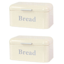 2X Archaistisch Brot Box Schrank Eisen Snack Box Desktop Finishing Staubdicht Aufbewahrung Box Lagerplatz Keeper Essen Küche Regal Dekor Weiß