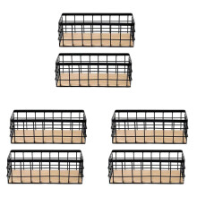 6Pack Metal Storage Basket with Wood Base,Decorative Baskets for Home Storage,Wire Basket for Organizing Small Tableware