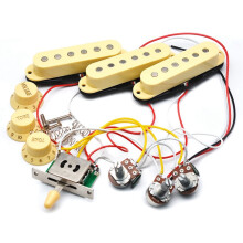 Single Coil Guitar Pickup Set with 250K Wiring Harness for ST Electric Guitar Yellow