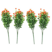16Pcs Artificial Flowers Outdoor Uv Resistant Plants, Faux Plastic Greenery Shrubs Plants Orange