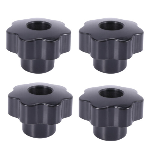 4X M10 10mm Dia Thread Black Plastic Star  Clamping Knob Grip