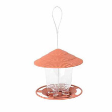 Wild Bird Feeder, Outside Squirrel Proof Bird Feeder, Hanging Wild Bird Feeder with Round Shaped Roof Brown