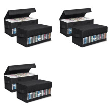 6pack CD Storage Boxes,CD Case Storage, Container Holds 32 CDs in Full Jewel Cases, 60 CDs in Slim Cases