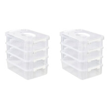 2X Extra Large 4-Tier Stackable Storage Box with Lid Clear Plastic Organizer Toy Building Block Storage Box