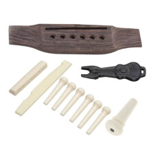 Wood Guitar Bridge Saddle Nut Kit with Pin Puller, Acoustic Guitar Replacement Parts Set, Multiple Sizes