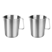 2X Measuring Jug 1L Stainless Steel, Measuring Cup Metal with Handle, with Ounce and ML Scale, Dishwasher Safe, Milk Jug
