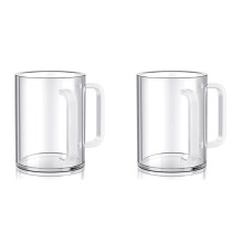 2X Handtvättkopp med Dubbla Handtag Diskmugg i Akryl för Netilat YadayimNegel Vasser Wash Cup Handtag för Judisk Vit