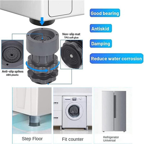 Adjustable Height Washing Machine Support, Anti Vibration Washing Machine Foot Pad, 16PCS 2