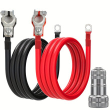 8AWG 30cm Length Automotive Battery Inverter Wire with M8 Threaded Posts and M10 Ring Terminals for Car and Truck