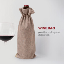 10Pcs Jute Wine Bags, 14 X 6 1/4 Inches Hessian Numbered Wine Bottle Gift Bags with Drawstring for Blind Wine Tasting (Brown)