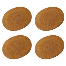 4X Rattan Woven Placemats Oval Round Table Mats Non Slip Heat Resistant Place Mat Natural Multipurpose Placemat 30X40cm