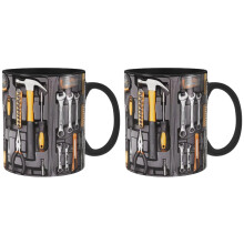 2X Lustige Kaffeetasse Aus Keramik für Mechaniker, Mechaniker, Werkzeugkasten, Kaffeetasse für Bier, Whisky, Wein, Wasser, Saft