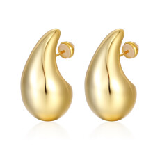 Women's 18K Gold Plated Water Drop Earrings - Minimalist Tassel Shiny Studs, Fashion Personalized Dangle Earrings
