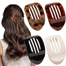 4 PCS Flat Hair Clips, Round Lay Down Hair Claw Clips for Women Girls, French Strong Hold Hair Barrettes for Thick Thin Hair,Comfortable Curved Fla