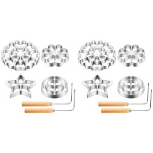 12 Stuks Rozet Ijzeren Mallen Set Bunuelos Mal met Handvat Kookstempel Maker Kit Cookie Cutters Aluminium Wafel Mallen