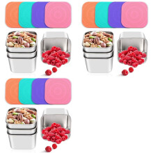 12Pack Stainless Steel Snack Containers for Kids, Leak-Proof Metal Food Storage Containers Stackable Lunch Box(6Oz)