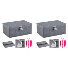 2X Discreet Lockable Adult Toy Bag Storage Organizer Toy Bag Storage Bins Case with Zipper Lid 15x10x6.3 Inches