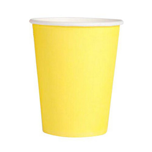 100 Paper Cups (9oz) - Plain Solid Colours Birthday Party Tableware Catering(Yellow) 2