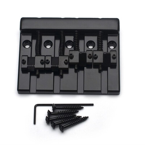 Vintage 4 String Bass Bridge 82.3x63.5MM String Bottom Through String Spacing 19MM Bass Fixed Bridge Black