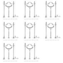 8set 2 3 Tier Cake Plate Stand Heavy Metal Center Handle Fitting Hardware Rod Shape:Ornate Victoriana Color:Silver