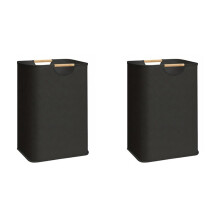 2X Clothes Hamper 80L Foldable with Handles Waterproof Liner Laundry Basket Organizer Large Capacity