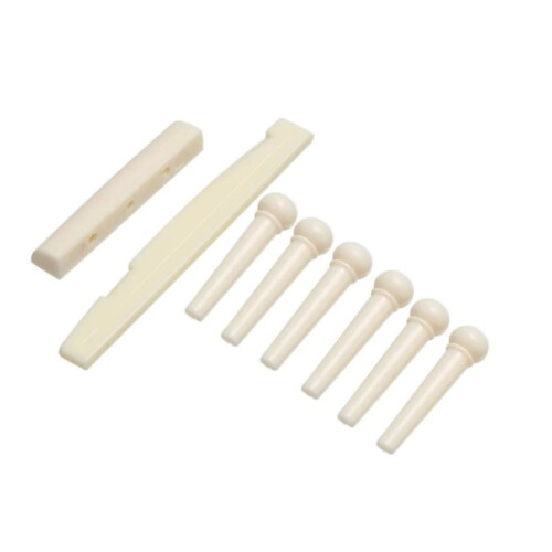 Wood Guitar Bridge Saddle Nut Kit with Pin Puller, Acoustic Guitar Replacement Parts Set, Multiple Sizes 1