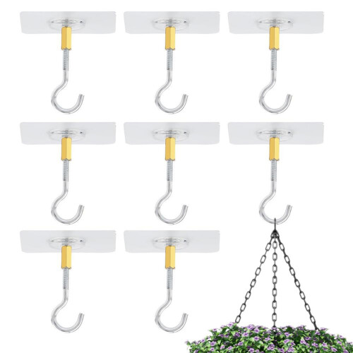 Adhesive Ceiling Hooks 16PCS Ceiling Hanger Hooks Eye Hooks for Suspending Small Plants Wind Chime Hanger for Kitchen 1