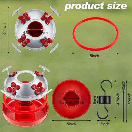 4X  Feeder Bottom Base Replacement Parts Set Plastic Outdoors  Feeder Bottom Moat Hook Brushes 2