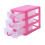 4X  Translucent Drawer Type Plastic Storage Box(Rose Red 3 Layers) 6