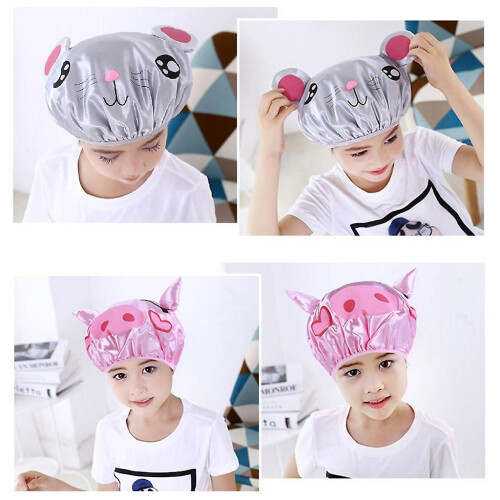 Shower Cap Double Layer Waterproof Cute Washing Cap Children's Bath Cap for Head 1
