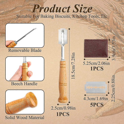 Bread Cutter Bread Lame Bread Scoring Tool Dough Bread Scoring Knife Tool With 5 Blades Leather Cover 1
