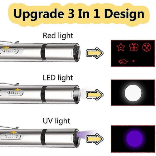Interactive Cat Toys, Usb Rechargeable For Your Pets Led Pocket Light, Multipattern Funny Pet Control Light, Multifunctional Cat Training Tool 2