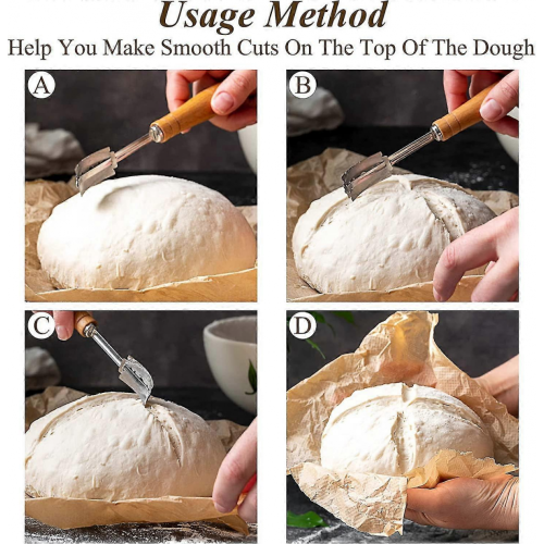 Bread Cutter Bread Lame Bread Scoring Tool Dough Bread Scoring Knife Tool With 5 Blades Leather Cover 2