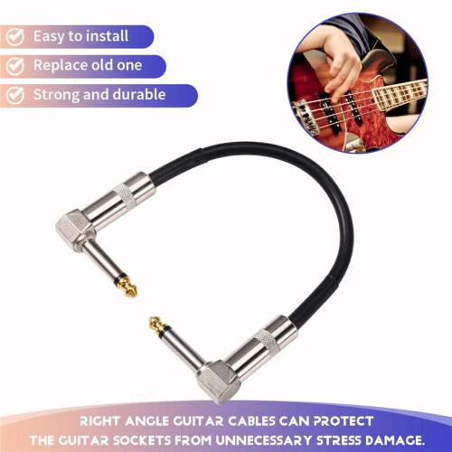 3PCS Guitar Effects Cable 15cm 1/4 Inch Right Angle Cable Instruments Patch Cord 6.35MM Electric Guitar Effect Wire 2