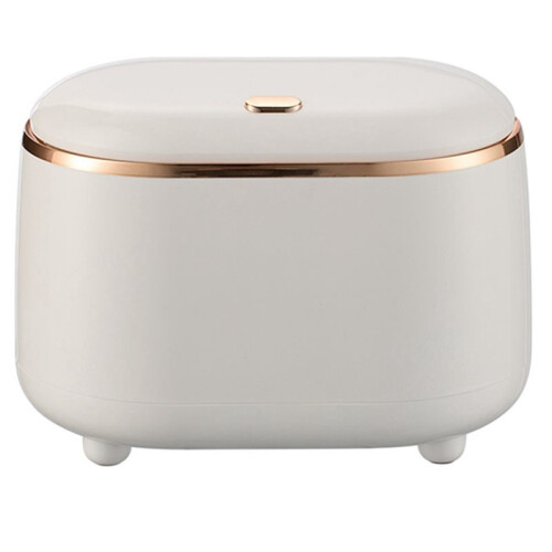 2X Press-Type Desktop Small Trash Can with Lid,Small Storage Bucket Tiny Desktop Waste Garbage Bin,White 1