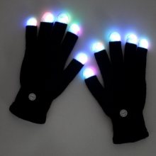Blikajúce rukavice Glow 7 Mode LED Rave Light Finger Lighting Mitt Black - Suzuka