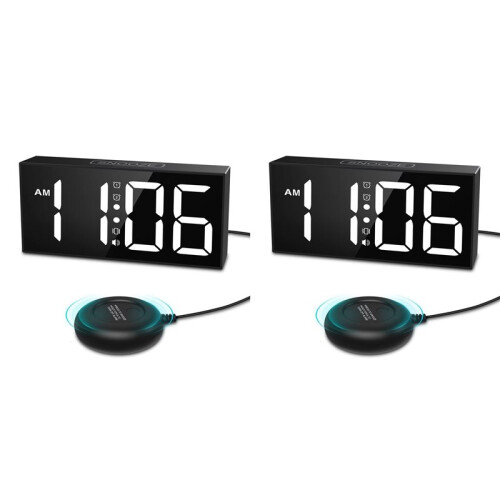 2X Vibrating Alarm Clock 7.5in Large Display LED Clock Loud Alarm Clock with Bed Shaker