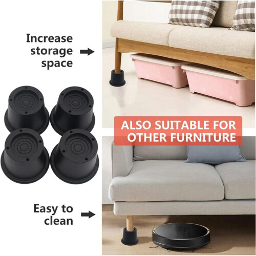 Pack Furniture Risers Preto Bed Risers 2,3 Polegadas, Elevadores de Cama para Sofá, Sofá, Mesa, Extensores Suportam Até 1.300 Libras 1