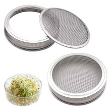 Conjunto de 4 Kit de Tapa de Tarro de Brote de Acero Inoxidable para Tarros de Cristal de Boca Ancha Tarros de Enlatado para Hacer Semillas de Brotes