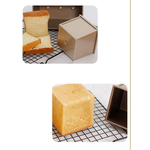 Loaf Pan with Lid, Dough Capacity Non-Stick Rectangle Flat Toast Box for Oven Baking 2